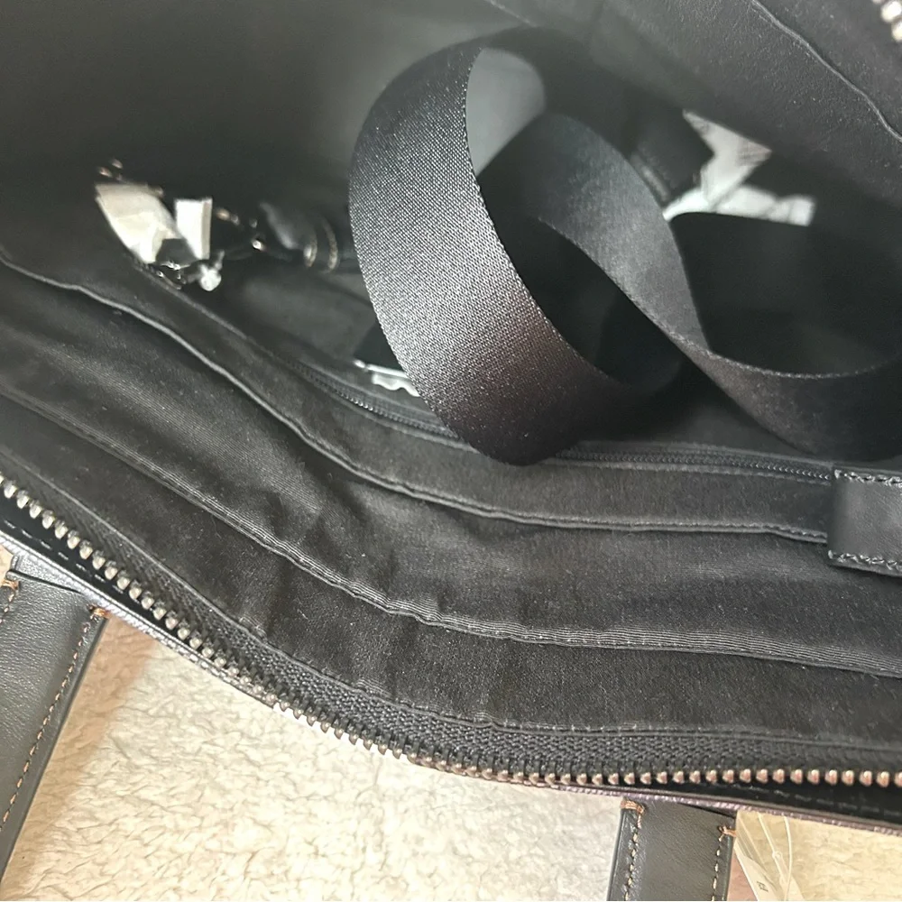 NWT COACH Men’s Signature Web Tall Tote Bag Black & Gray
